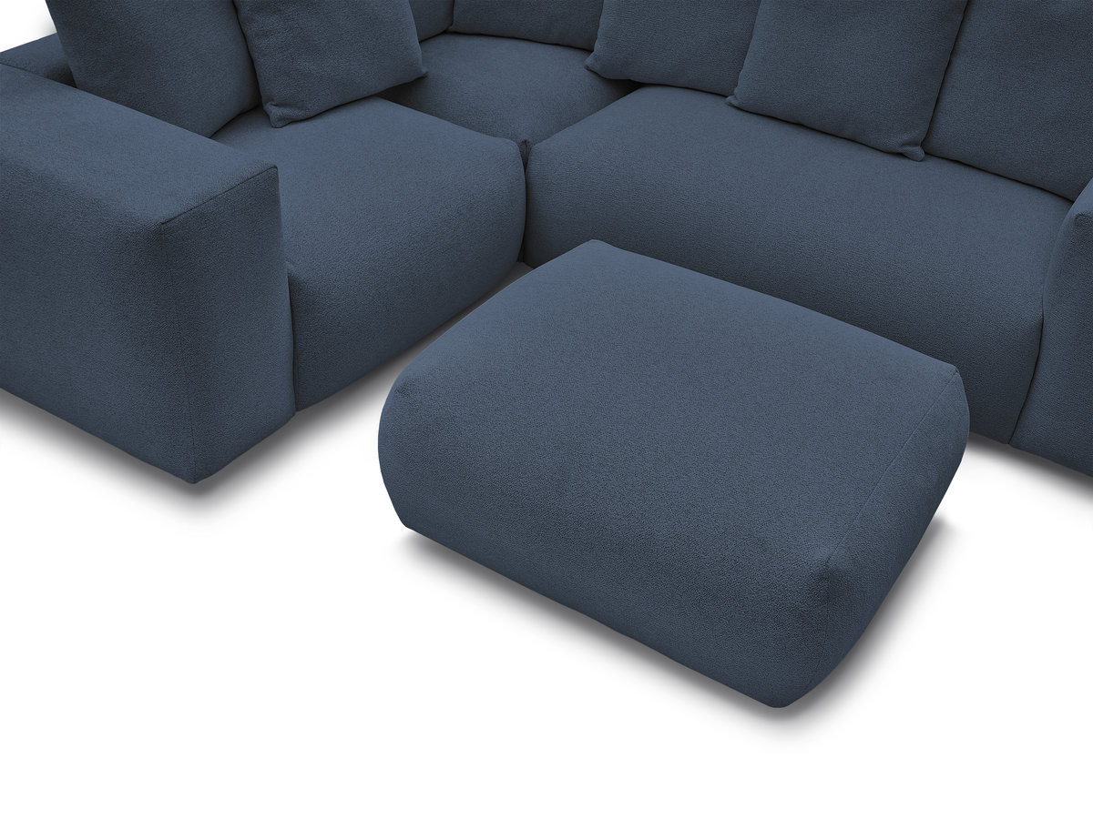 VOLTAIRE modulaire vaste hoekbank met 1 2-zits fauteuil, 1 hoek- en 1 1-zits fauteuil in gemêleerde stof met poef