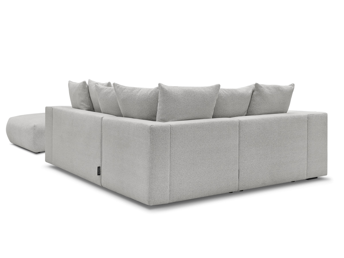 VOLTAIRE modulaire vaste hoekbank met 1 2-zits fauteuil, 1 hoek- en 1 1-zits fauteuil in gemêleerde stof met poef