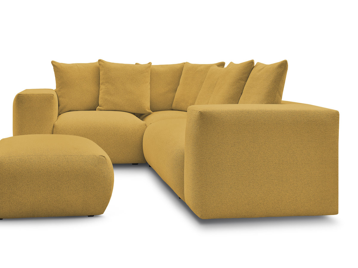 VOLTAIRE modulaire vaste hoekbank met 1 2-zits fauteuil, 1 hoek- en 1 1-zits fauteuil in gemêleerde stof met poef