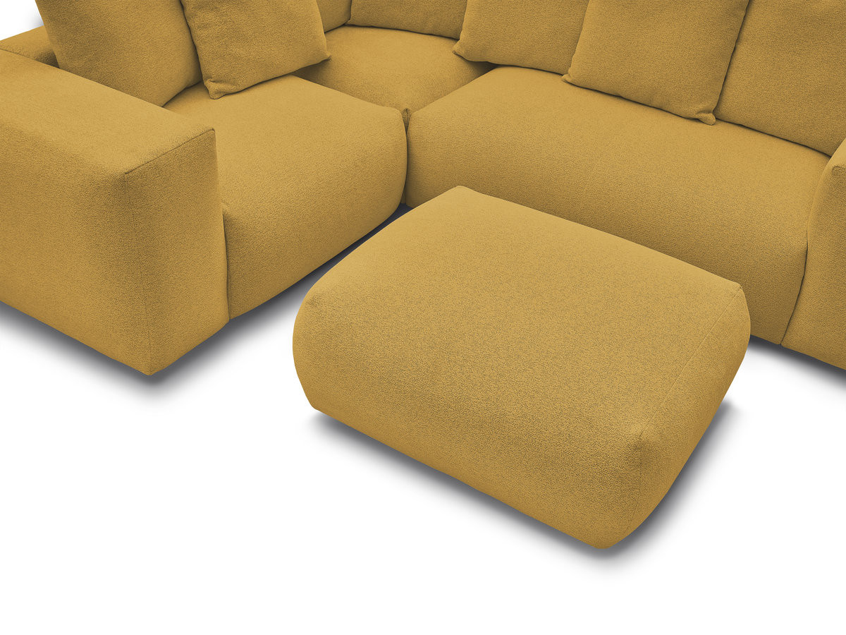 VOLTAIRE modulaire vaste hoekbank met 1 2-zits fauteuil, 1 hoek- en 1 1-zits fauteuil in gemêleerde stof met poef