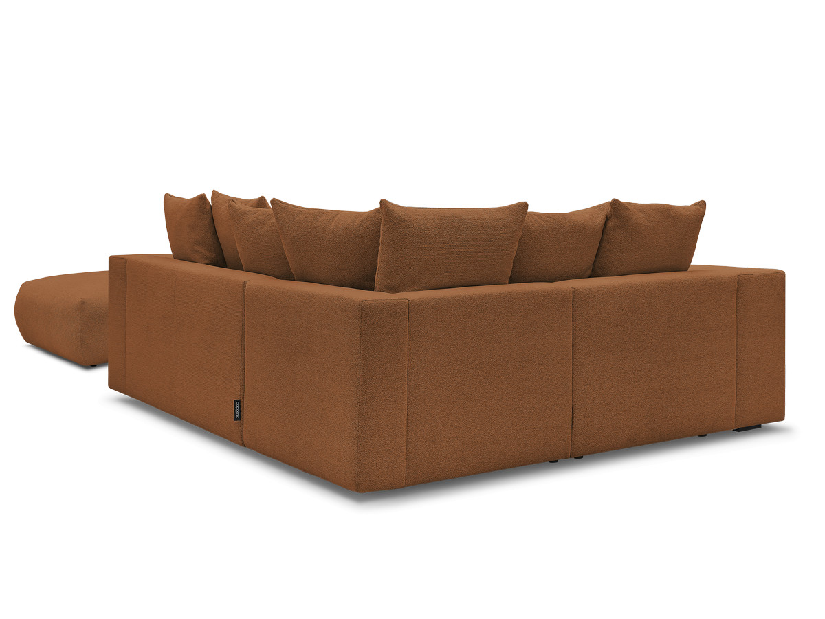 VOLTAIRE modulaire vaste hoekbank met 1 2-zits fauteuil, 1 hoek- en 1 1-zits fauteuil in gemêleerde stof met poef