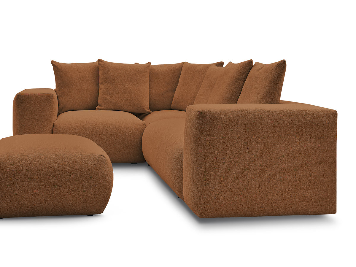VOLTAIRE modulaire vaste hoekbank met 1 2-zits fauteuil, 1 hoek- en 1 1-zits fauteuil in gemêleerde stof met poef