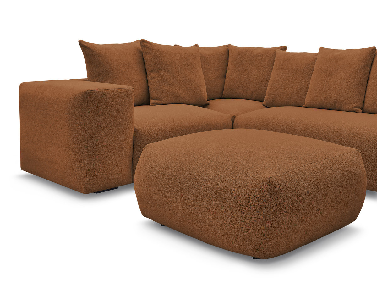 VOLTAIRE modulaire vaste hoekbank met 1 2-zits fauteuil, 1 hoek- en 1 1-zits fauteuil in gemêleerde stof met poef