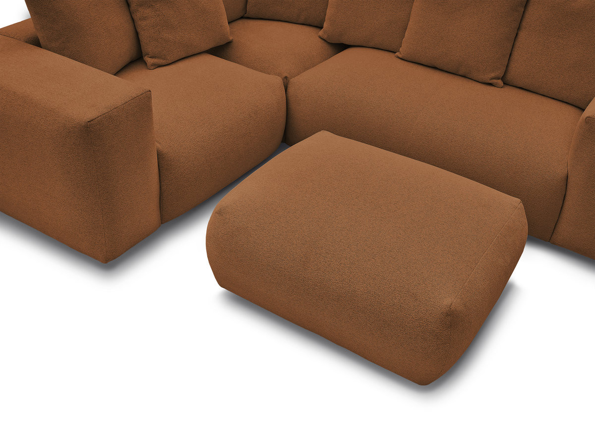 VOLTAIRE modulaire vaste hoekbank met 1 2-zits fauteuil, 1 hoek- en 1 1-zits fauteuil in gemêleerde stof met poef