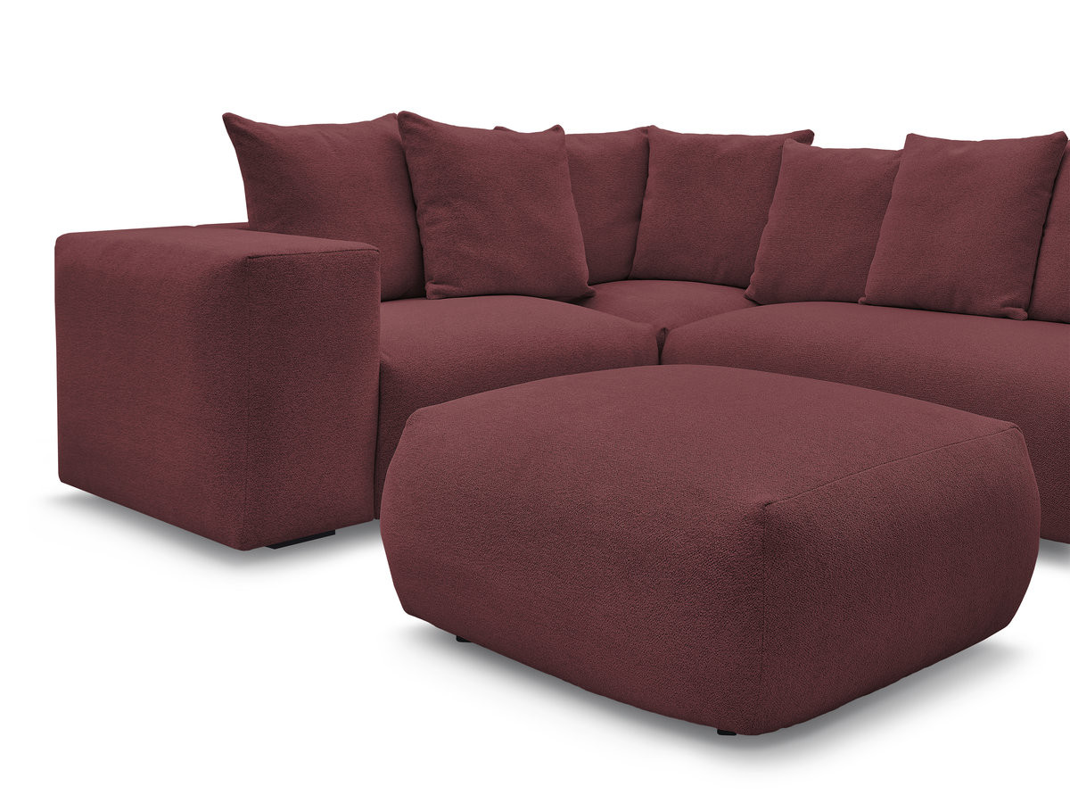 VOLTAIRE modulaire vaste hoekbank met 1 2-zits fauteuil, 1 hoek- en 1 1-zits fauteuil in gemêleerde stof met poef