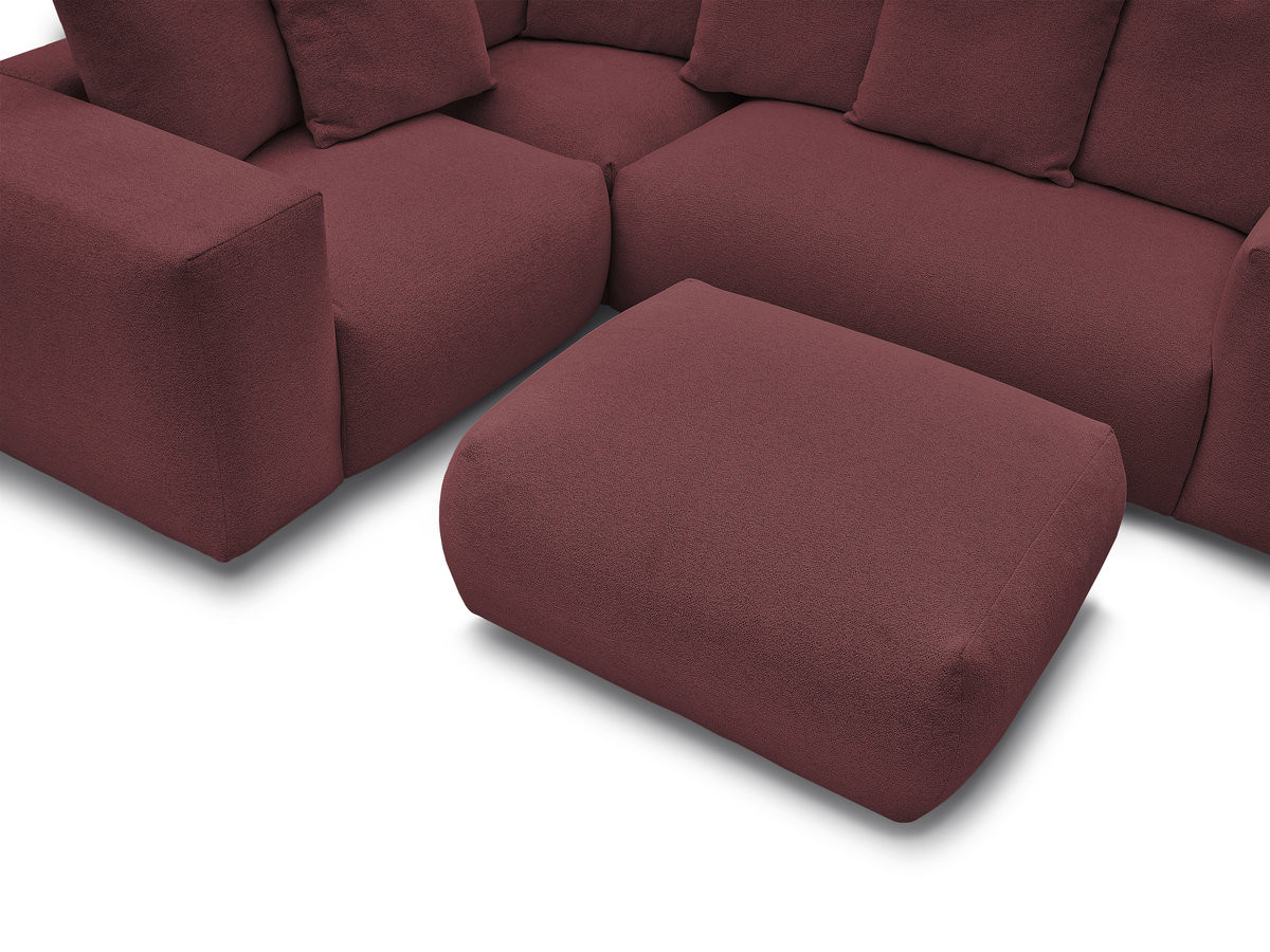 VOLTAIRE modulaire vaste hoekbank met 1 2-zits fauteuil, 1 hoek- en 1 1-zits fauteuil in gemêleerde stof met poef