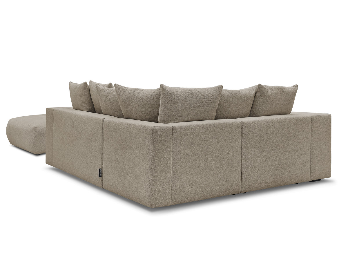 VOLTAIRE modulaire vaste hoekbank met 1 2-zits fauteuil, 1 hoek- en 1 1-zits fauteuil in gemêleerde stof met poef