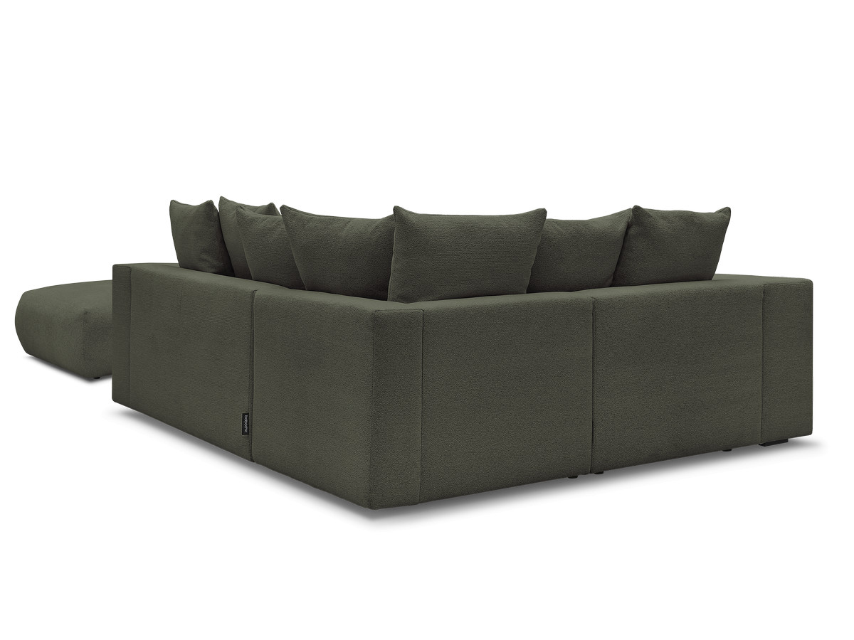 VOLTAIRE modulaire vaste hoekbank met 1 2-zits fauteuil, 1 hoek- en 1 1-zits fauteuil in gemêleerde stof met poef