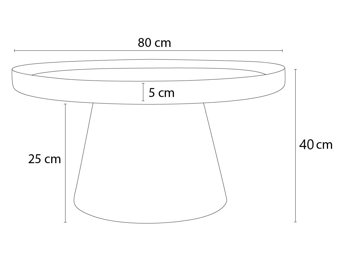 PAOLA salontafel D.80 cm massief mangohout