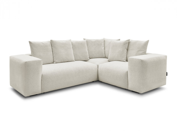 Canapé d'angle fixe modulable VOLTAIRE avec 1 chauffeuse 2 places, 1 angle et 1 chauffeuse 1 place tissu chiné