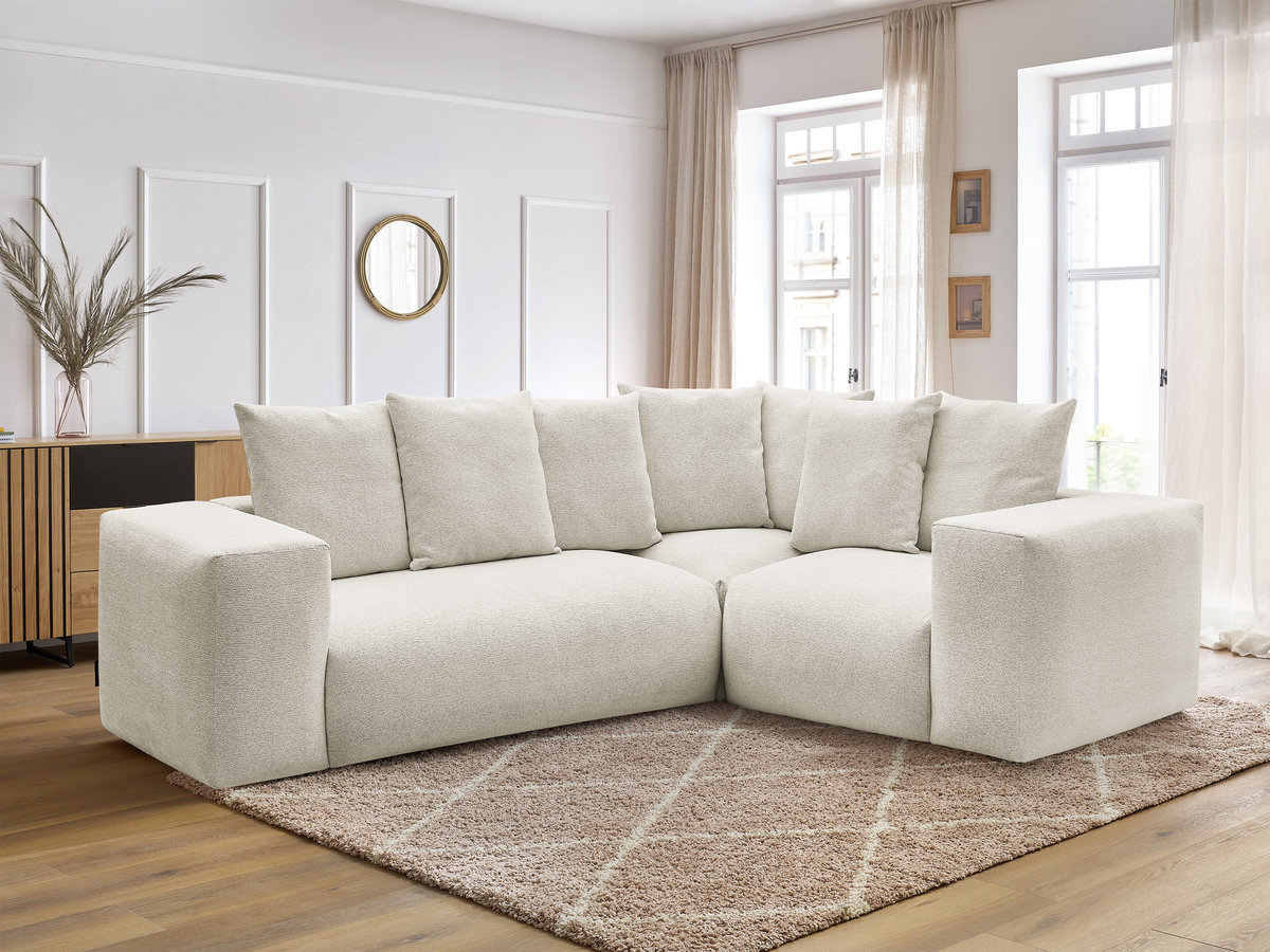 Canapé d'angle fixe modulable VOLTAIRE avec 1 chauffeuse 2 places, 1 angle et 1 chauffeuse 1 place tissu chiné