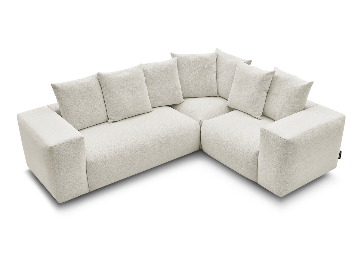 Canapé d'angle fixe modulable VOLTAIRE avec 1 chauffeuse 2 places, 1 angle et 1 chauffeuse 1 place tissu chiné