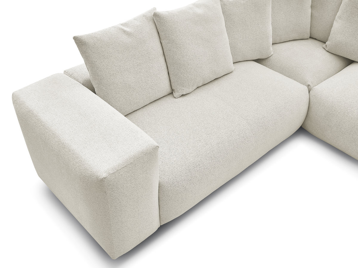 Canapé d'angle fixe modulable VOLTAIRE avec 1 chauffeuse 2 places, 1 angle et 1 chauffeuse 1 place tissu chiné