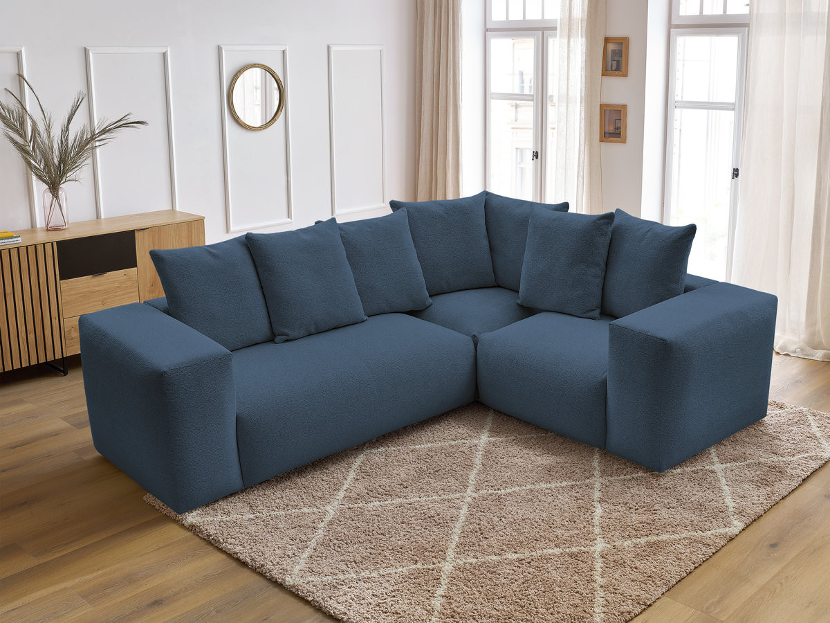 Canapé d'angle fixe modulable VOLTAIRE avec 1 chauffeuse 2 places, 1 angle et 1 chauffeuse 1 place tissu chiné
