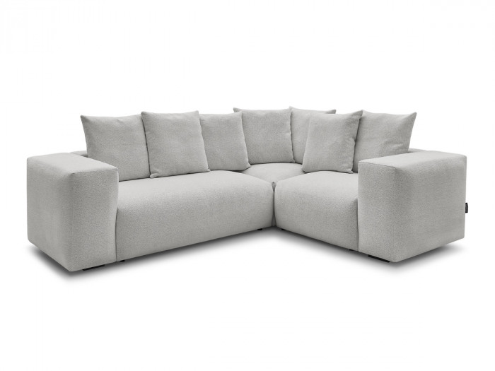 Canapé d'angle fixe modulable VOLTAIRE avec 1 chauffeuse 2 places, 1 angle et 1 chauffeuse 1 place tissu chiné