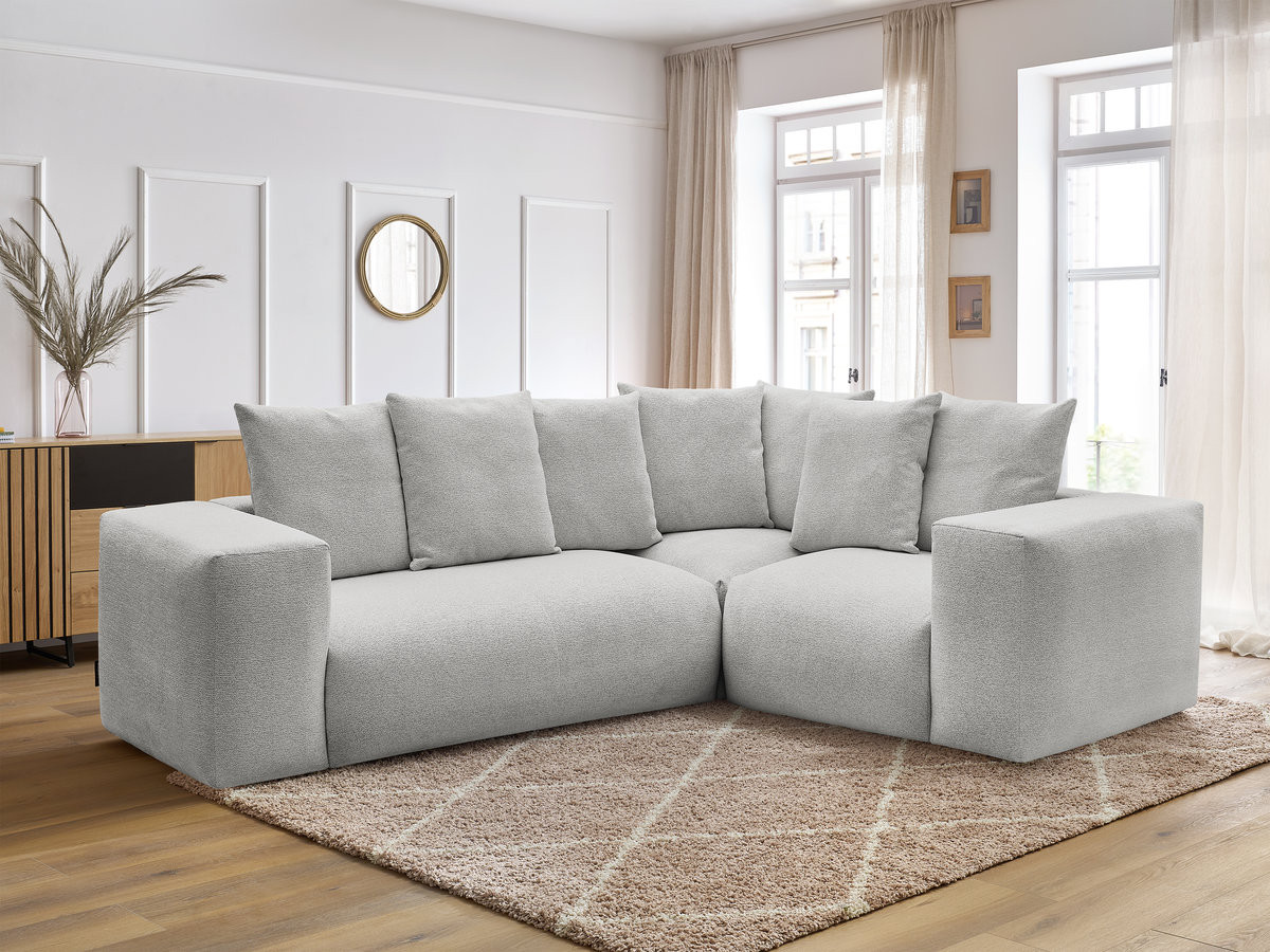 Canapé d'angle fixe modulable VOLTAIRE avec 1 chauffeuse 2 places, 1 angle et 1 chauffeuse 1 place tissu chiné