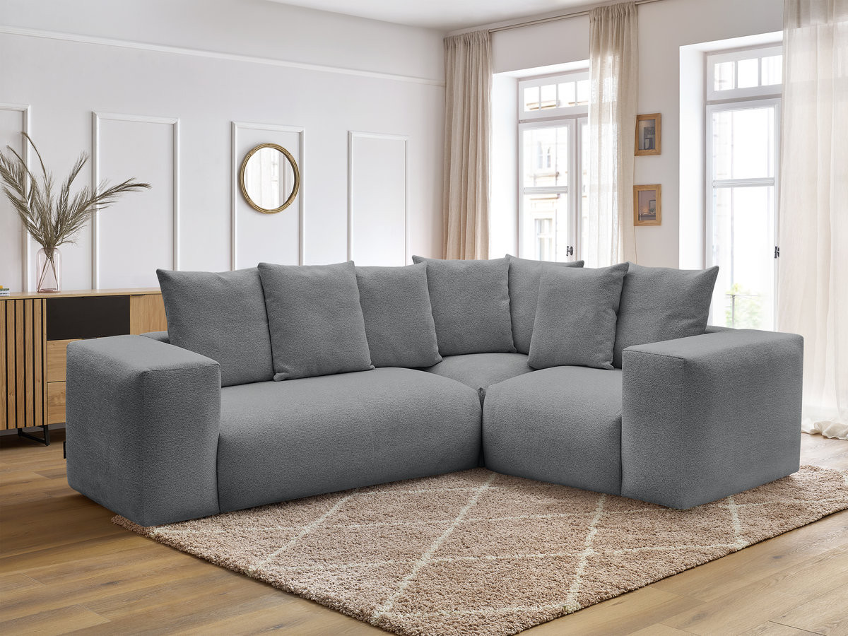 Canapé d'angle fixe modulable VOLTAIRE avec 1 chauffeuse 2 places, 1 angle et 1 chauffeuse 1 place tissu chiné