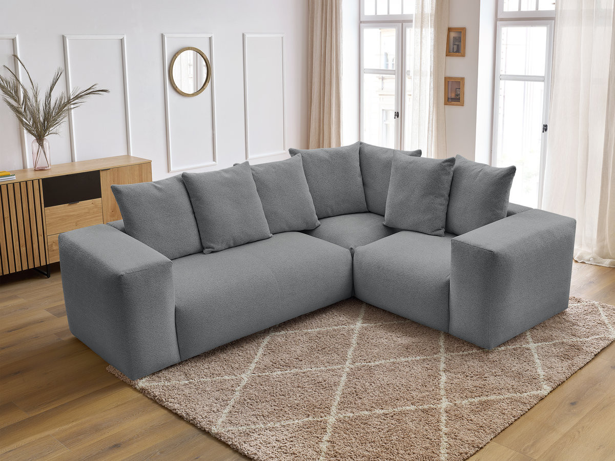 Canapé d'angle fixe modulable VOLTAIRE avec 1 chauffeuse 2 places, 1 angle et 1 chauffeuse 1 place tissu chiné