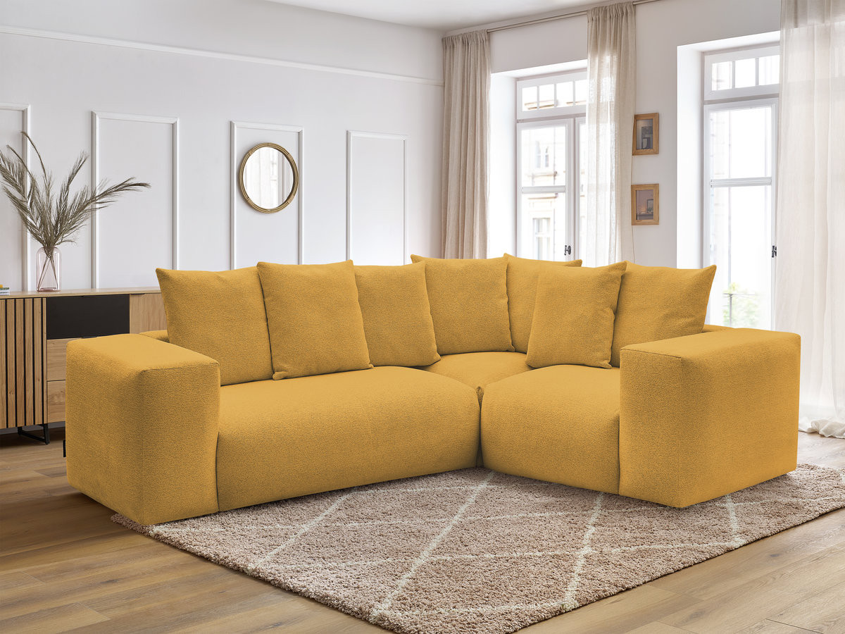 Canapé d'angle fixe modulable VOLTAIRE avec 1 chauffeuse 2 places, 1 angle et 1 chauffeuse 1 place tissu chiné