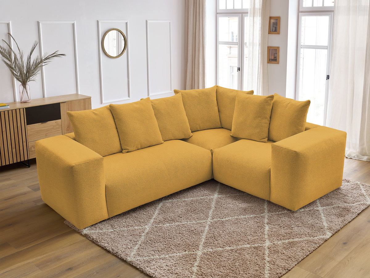 Canapé d'angle fixe modulable VOLTAIRE avec 1 chauffeuse 2 places, 1 angle et 1 chauffeuse 1 place tissu chiné