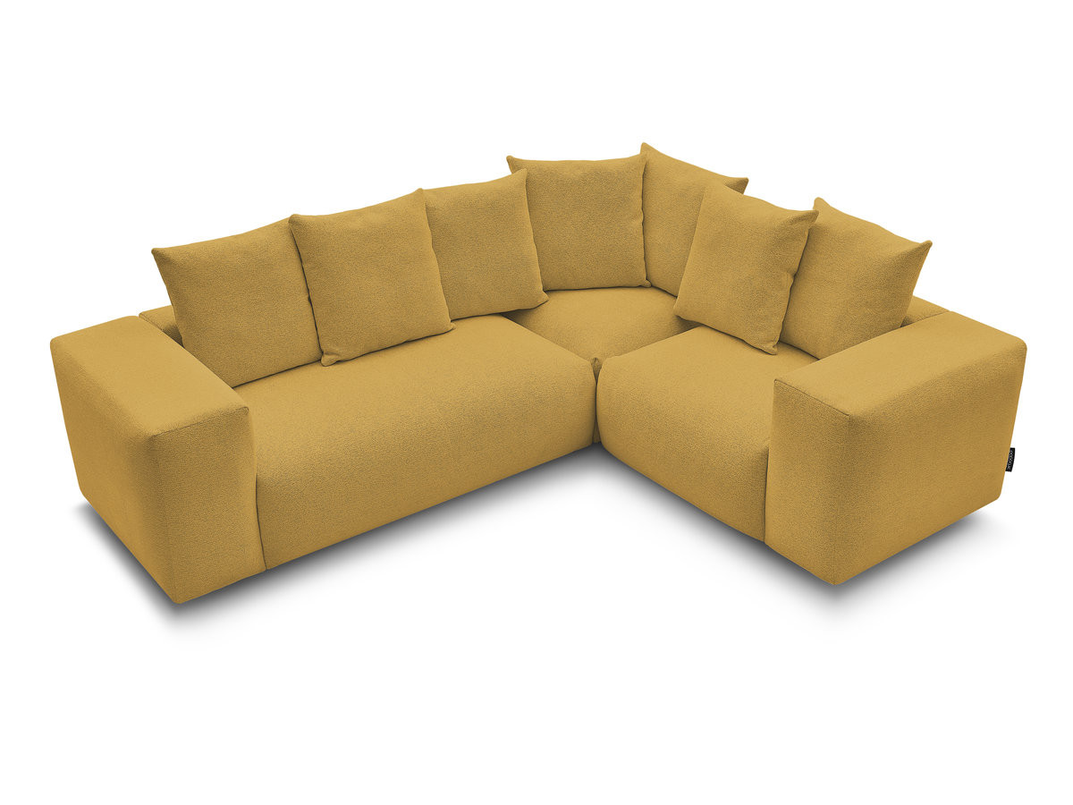 Canapé d'angle fixe modulable VOLTAIRE avec 1 chauffeuse 2 places, 1 angle et 1 chauffeuse 1 place tissu chiné