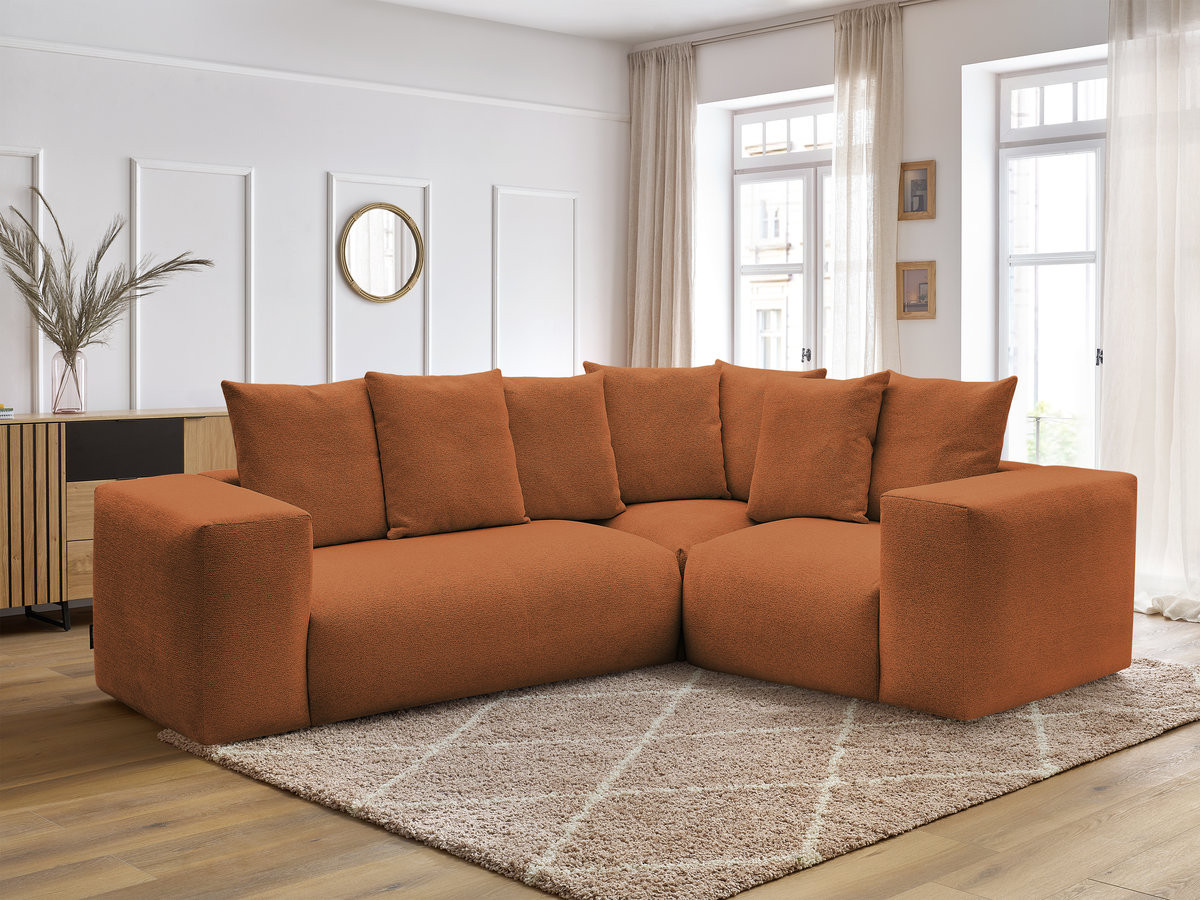 Canapé d'angle fixe modulable VOLTAIRE avec 1 chauffeuse 2 places, 1 angle et 1 chauffeuse 1 place tissu chiné
