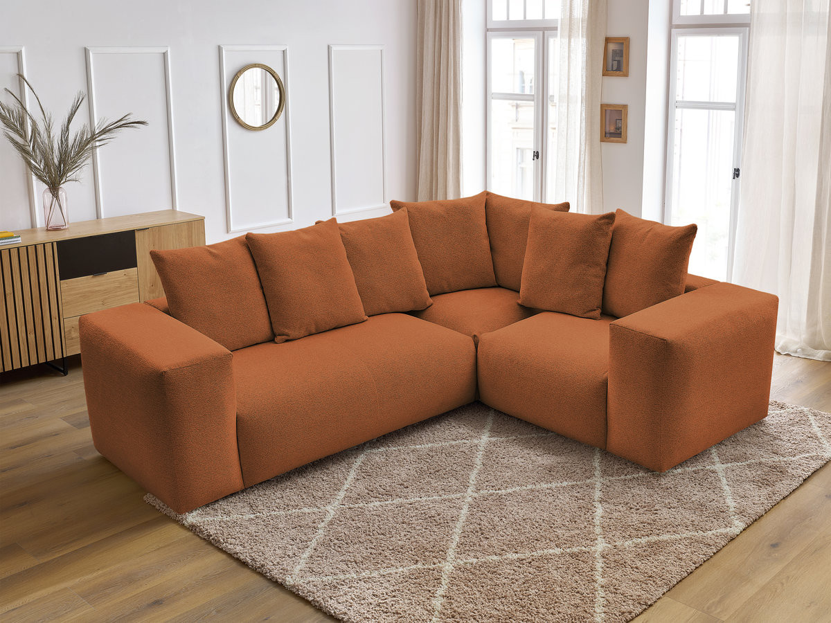 Canapé d'angle fixe modulable VOLTAIRE avec 1 chauffeuse 2 places, 1 angle et 1 chauffeuse 1 place tissu chiné