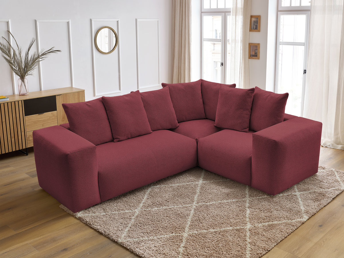 Canapé d'angle fixe modulable VOLTAIRE avec 1 chauffeuse 2 places, 1 angle et 1 chauffeuse 1 place tissu chiné