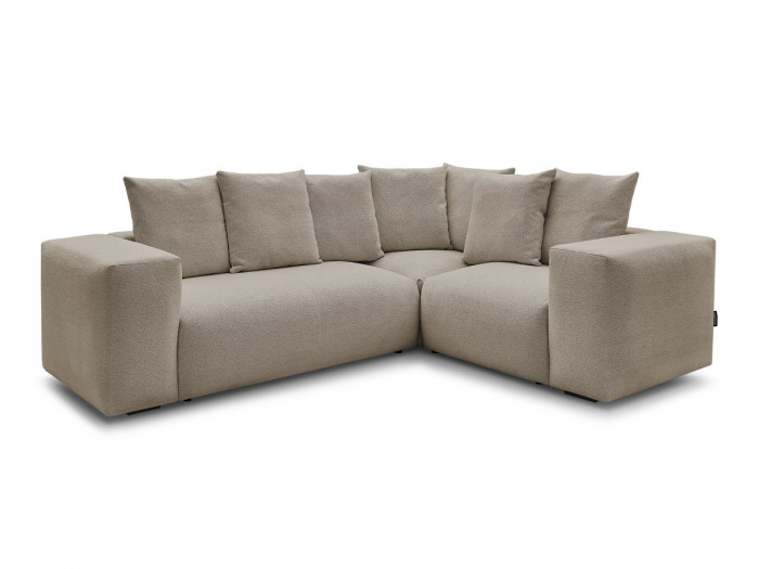 Canapé d'angle fixe modulable VOLTAIRE avec 1 chauffeuse 2 places, 1 angle et 1 chauffeuse 1 place tissu chiné