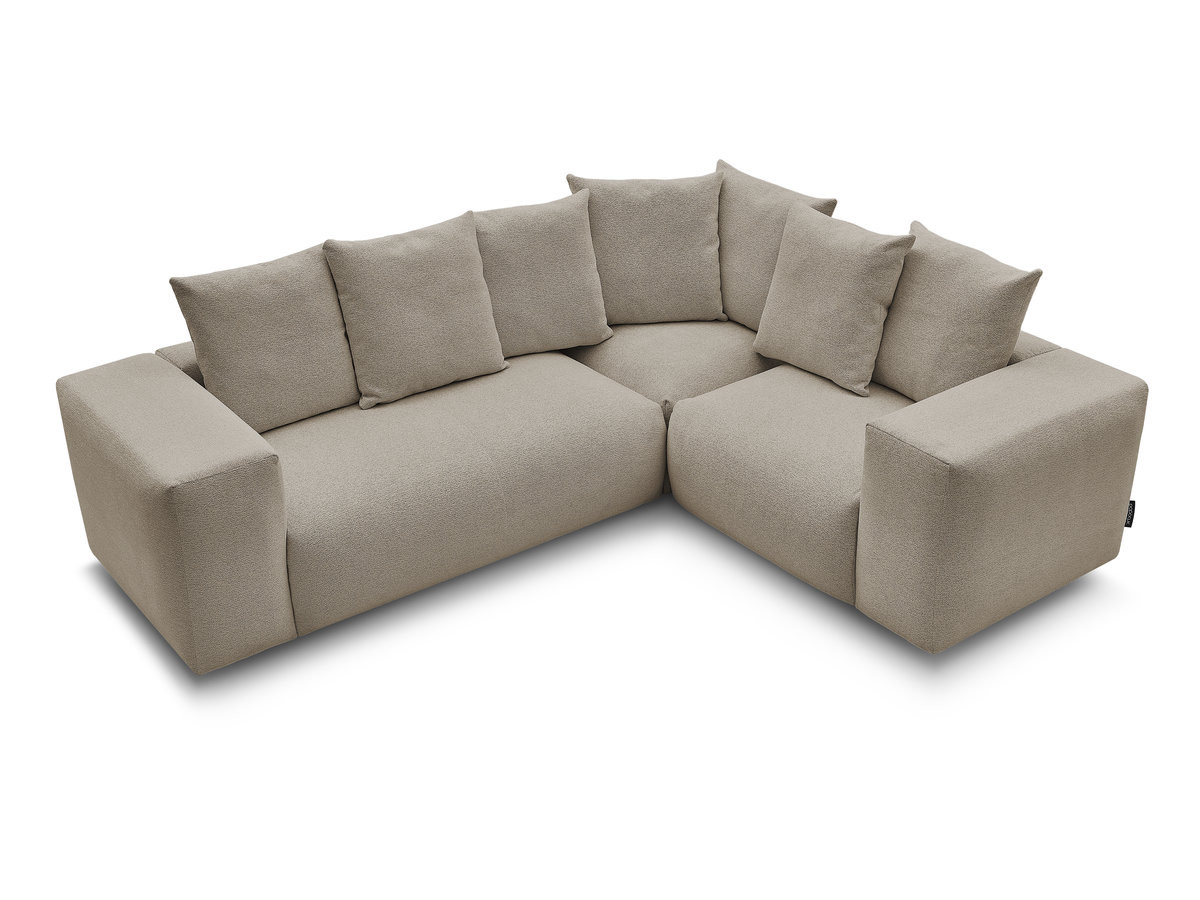 Canapé d'angle fixe modulable VOLTAIRE avec 1 chauffeuse 2 places, 1 angle et 1 chauffeuse 1 place tissu chiné