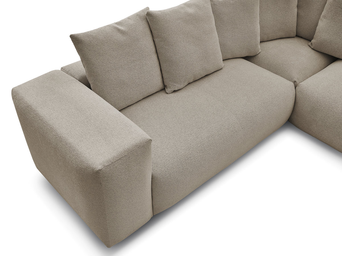 Canapé d'angle fixe modulable VOLTAIRE avec 1 chauffeuse 2 places, 1 angle et 1 chauffeuse 1 place tissu chiné