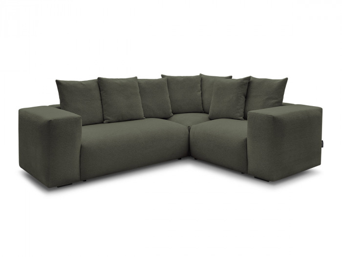 Canapé d'angle fixe modulable VOLTAIRE avec 1 chauffeuse 2 places, 1 angle et 1 chauffeuse 1 place tissu chiné