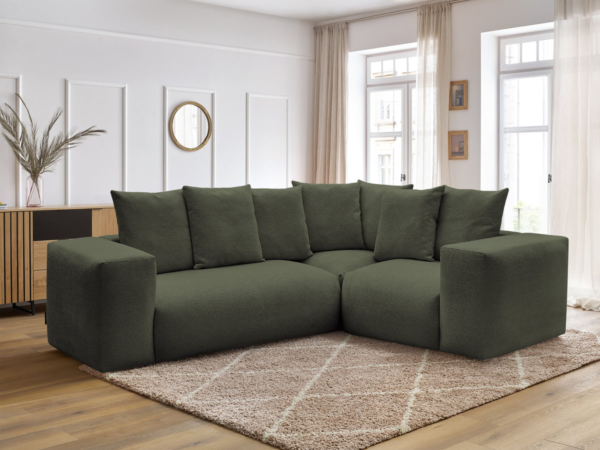 Canapé d'angle fixe modulable VOLTAIRE avec 1 chauffeuse 2 places, 1 angle et 1 chauffeuse 1 place tissu chiné