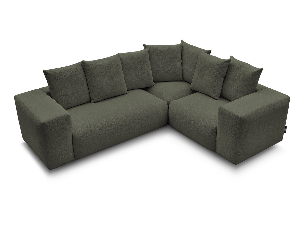 Canapé d'angle fixe modulable VOLTAIRE avec 1 chauffeuse 2 places, 1 angle et 1 chauffeuse 1 place tissu chiné