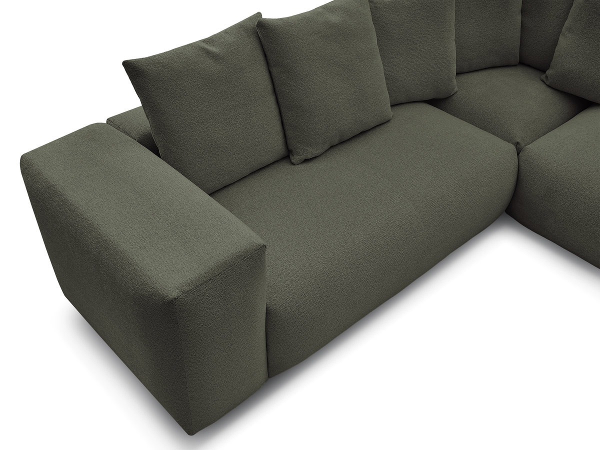 Canapé d'angle fixe modulable VOLTAIRE avec 1 chauffeuse 2 places, 1 angle et 1 chauffeuse 1 place tissu chiné