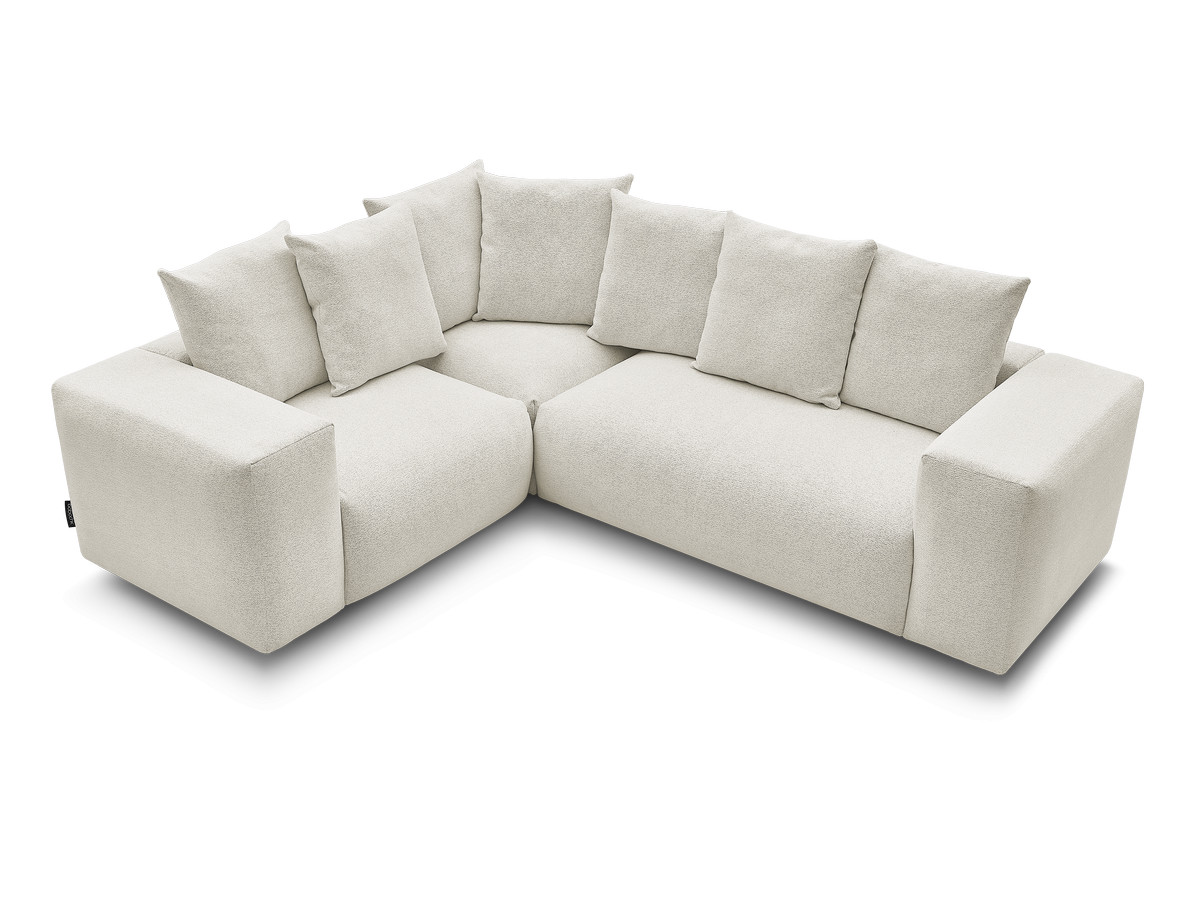 Canapé d'angle fixe modulable VOLTAIRE avec 1 chauffeuse 2 places, 1 angle et 1 chauffeuse 1 place tissu chiné
