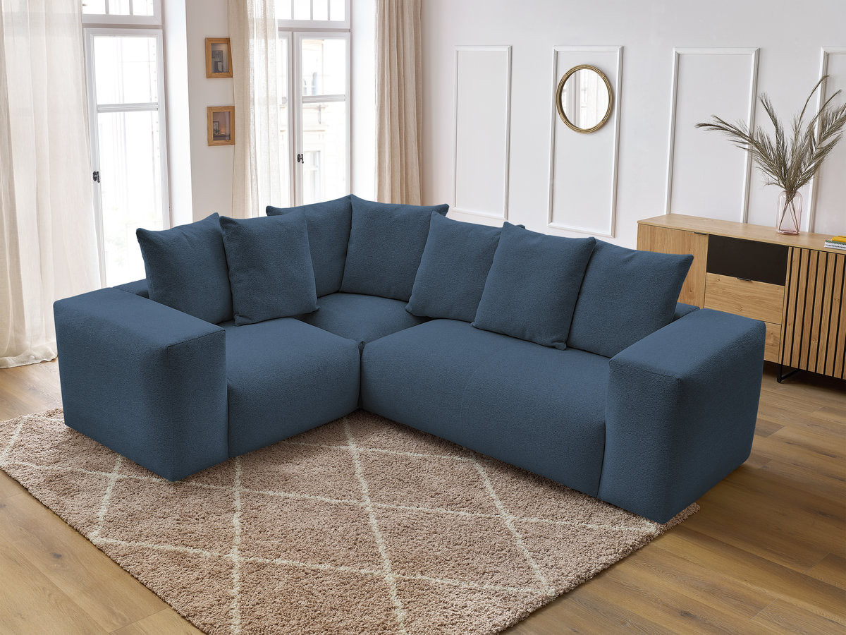 Canapé d'angle fixe modulable VOLTAIRE avec 1 chauffeuse 2 places, 1 angle et 1 chauffeuse 1 place tissu chiné