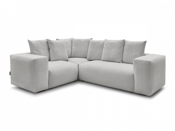 Canapé d'angle fixe modulable VOLTAIRE avec 1 chauffeuse 2 places, 1 angle et 1 chauffeuse 1 place tissu chiné