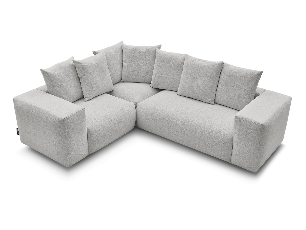 Canapé d'angle fixe modulable VOLTAIRE avec 1 chauffeuse 2 places, 1 angle et 1 chauffeuse 1 place tissu chiné