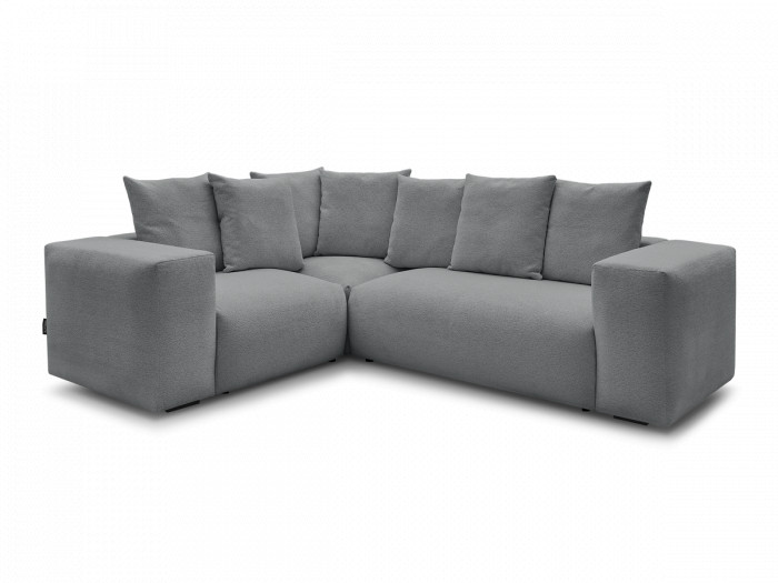 Canapé d'angle fixe modulable VOLTAIRE avec 1 chauffeuse 2 places, 1 angle et 1 chauffeuse 1 place tissu chiné