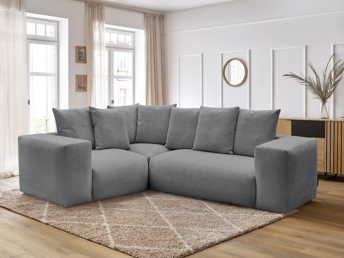 Canapé d'angle fixe modulable VOLTAIRE avec 1 chauffeuse 2 places, 1 angle et 1 chauffeuse 1 place tissu chiné