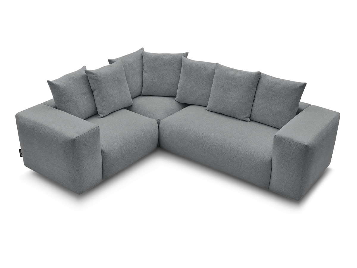 Canapé d'angle fixe modulable VOLTAIRE avec 1 chauffeuse 2 places, 1 angle et 1 chauffeuse 1 place tissu chiné