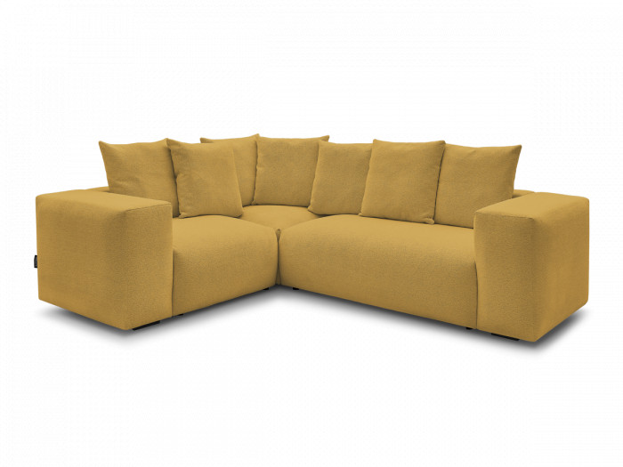 Canapé d'angle fixe modulable VOLTAIRE avec 1 chauffeuse 2 places, 1 angle et 1 chauffeuse 1 place tissu chiné
