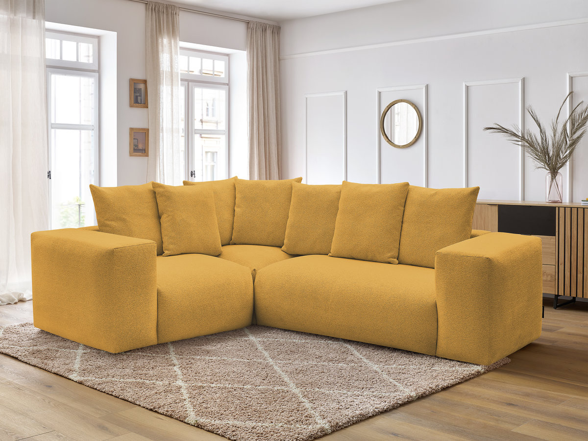 Canapé d'angle fixe modulable VOLTAIRE avec 1 chauffeuse 2 places, 1 angle et 1 chauffeuse 1 place tissu chiné
