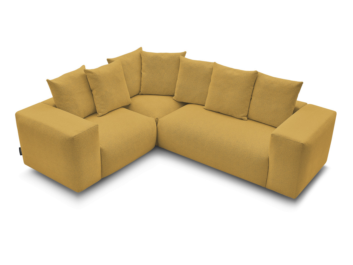 Canapé d'angle fixe modulable VOLTAIRE avec 1 chauffeuse 2 places, 1 angle et 1 chauffeuse 1 place tissu chiné