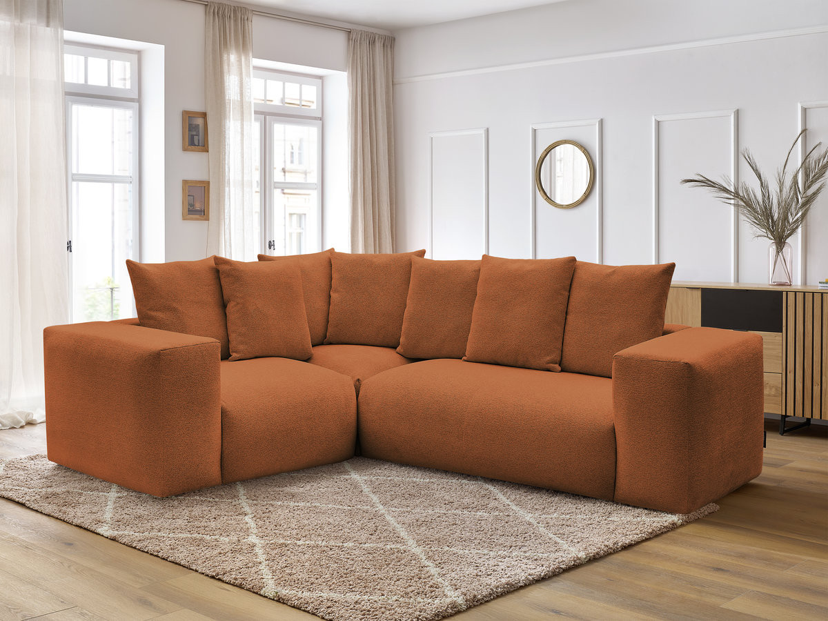 Canapé d'angle fixe modulable VOLTAIRE avec 1 chauffeuse 2 places, 1 angle et 1 chauffeuse 1 place tissu chiné