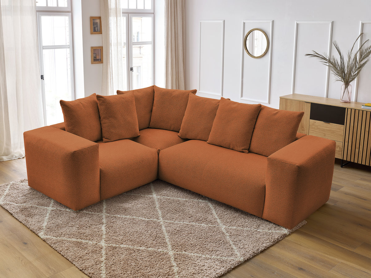 Canapé d'angle fixe modulable VOLTAIRE avec 1 chauffeuse 2 places, 1 angle et 1 chauffeuse 1 place tissu chiné
