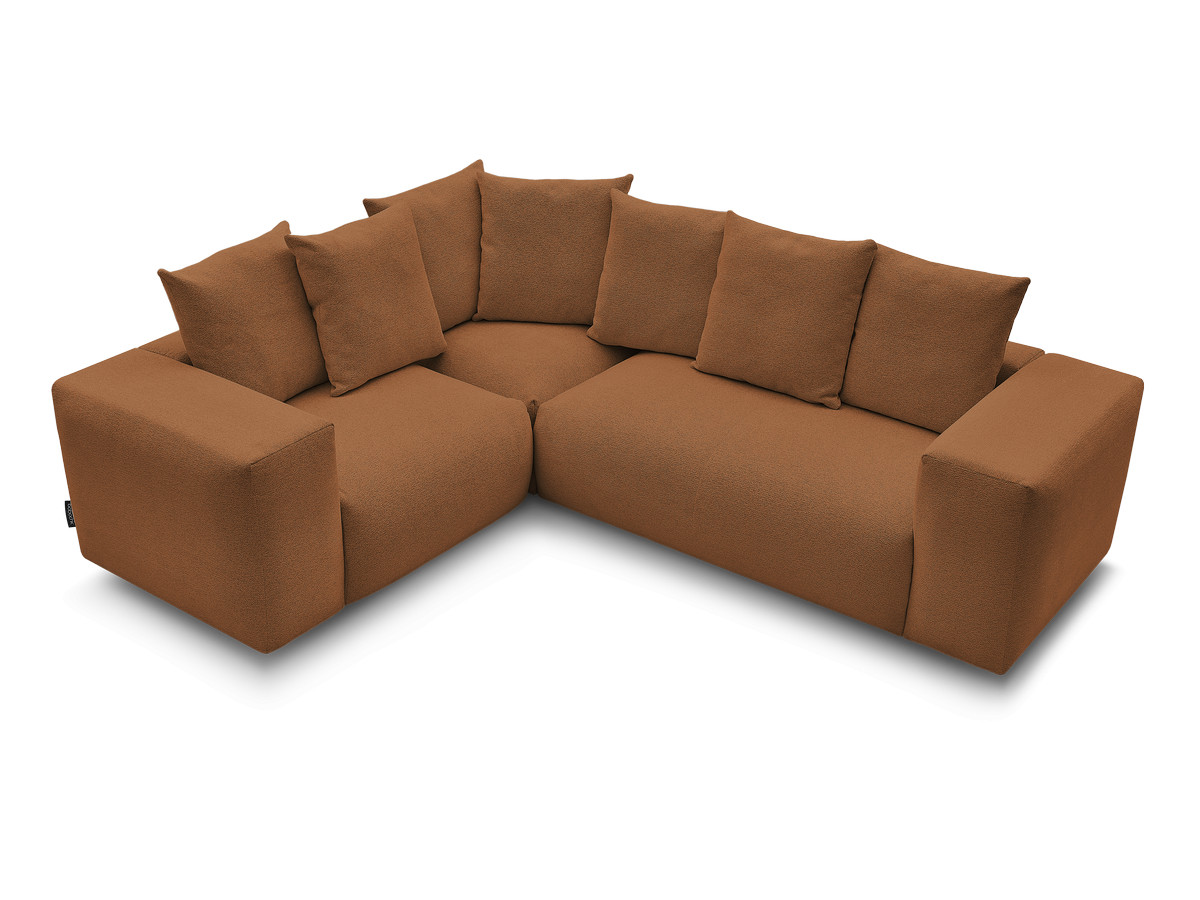 Canapé d'angle fixe modulable VOLTAIRE avec 1 chauffeuse 2 places, 1 angle et 1 chauffeuse 1 place tissu chiné