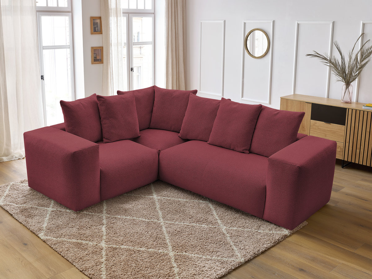 Canapé d'angle fixe modulable VOLTAIRE avec 1 chauffeuse 2 places, 1 angle et 1 chauffeuse 1 place tissu chiné