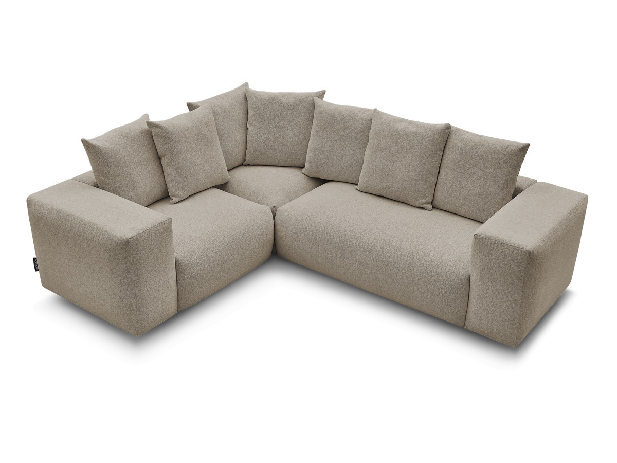 Canapé d'angle fixe modulable VOLTAIRE avec 1 chauffeuse 2 places, 1 angle et 1 chauffeuse 1 place tissu chiné